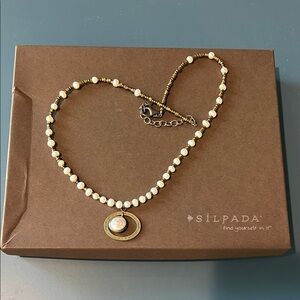 Silpada Pearl and Gold Pendant Necklace